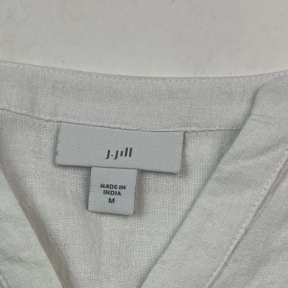J Jill Linen Tunic Top M White Blue Striped - Picture 4 of 12